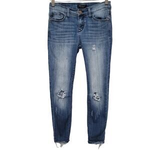 Judy Blue Ankle Jeans Women Size 28x26* Mid Rise Distressed Raw Hem BohoChic